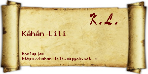 Káhán Lili névjegykártya